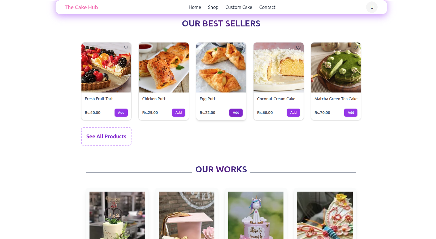 CakeHub - E-Commerce Bakery Website screenshot 1